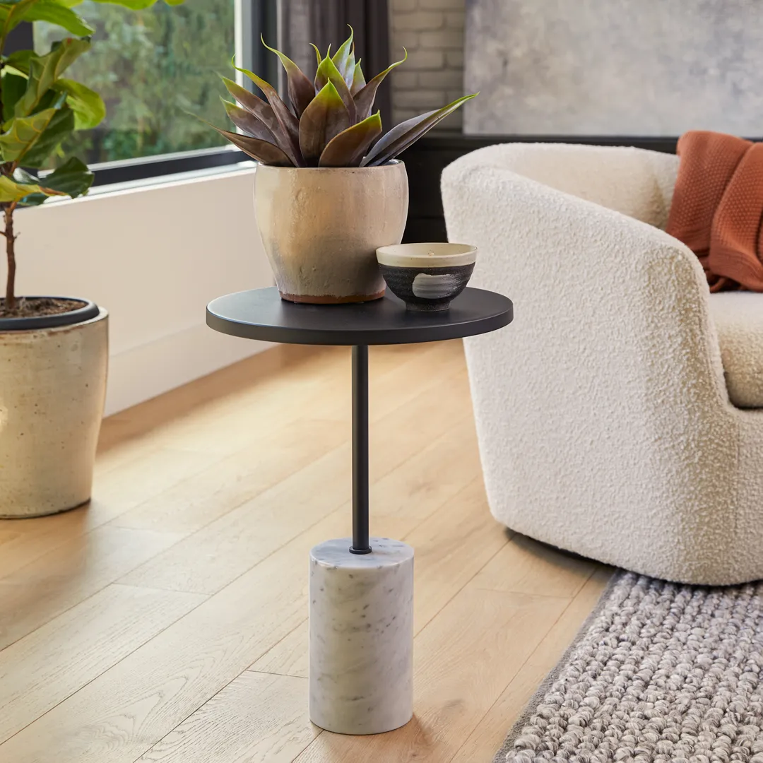 Narro Marble Side Table - Black