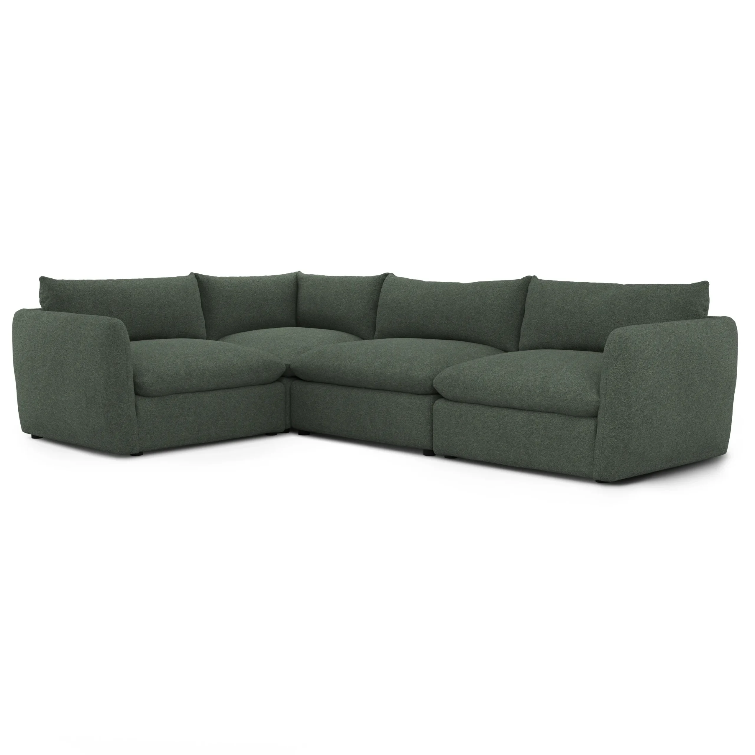 Leigh 126_ Modular L Sectional - Green Wool Bouclé - Image 2