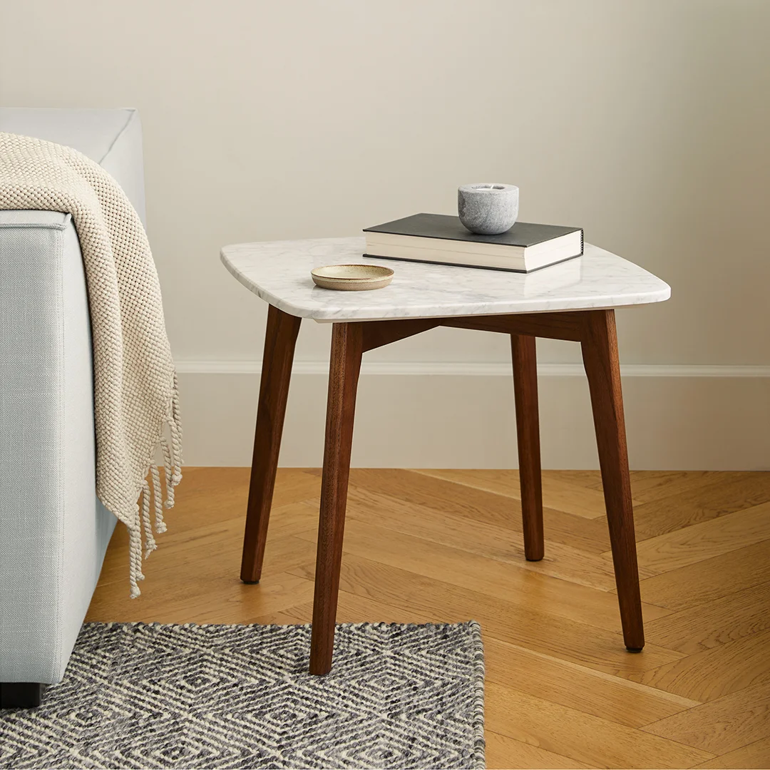 Vena Marble Square Side Table - Walnut - Image 2