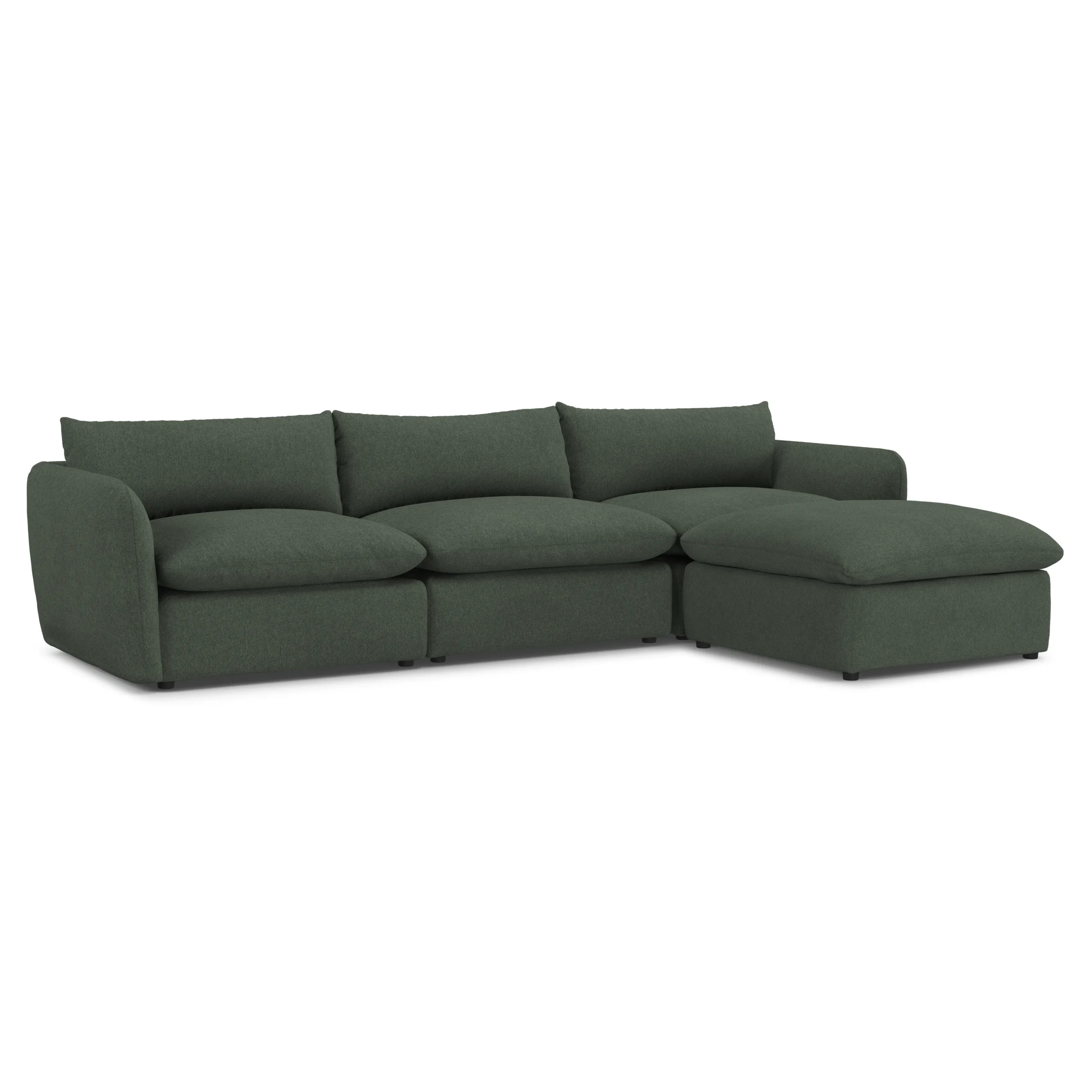 Leigh 131.5_ Modular Sectional - Green Wool Bouclé - Image 2