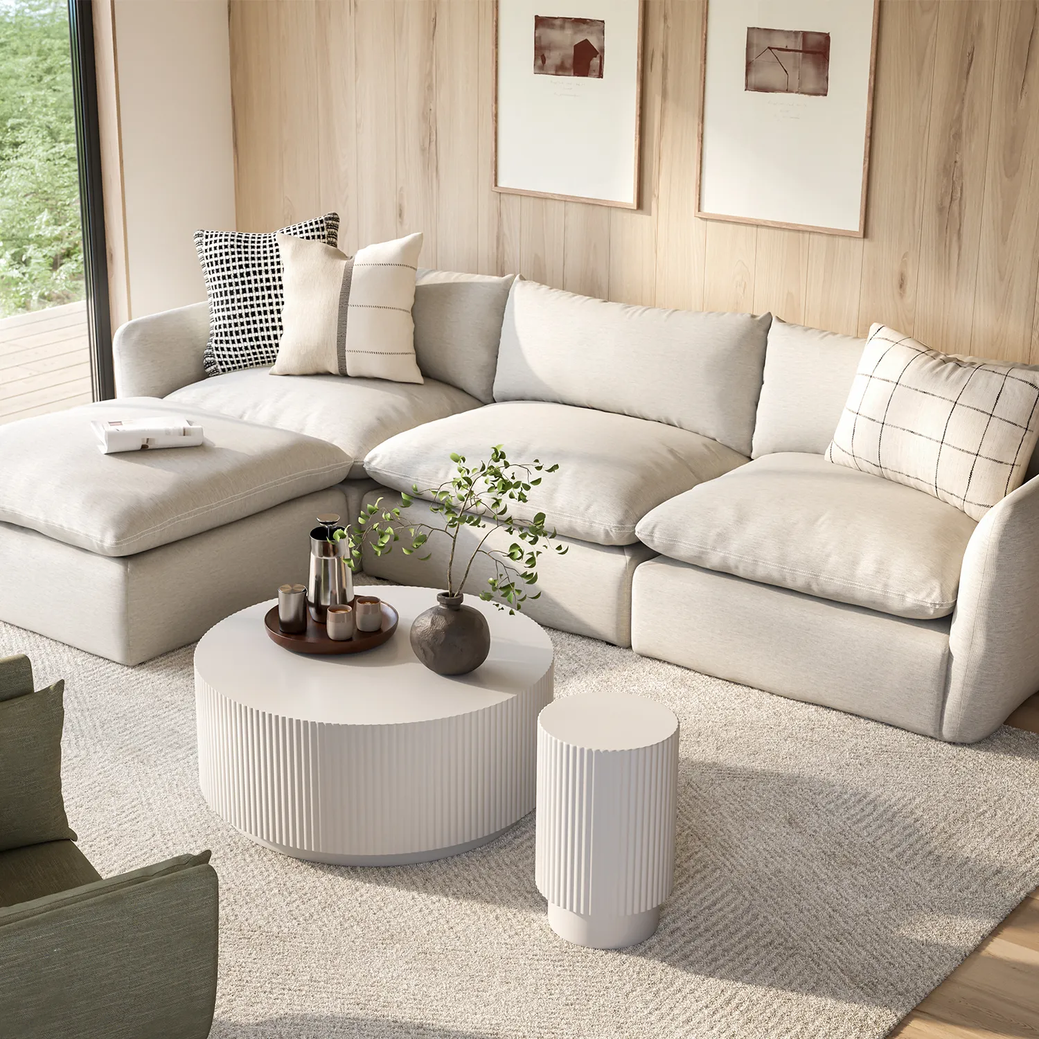 Leigh 131.5_ Modular Sectional - Silver Ivory - Image 2