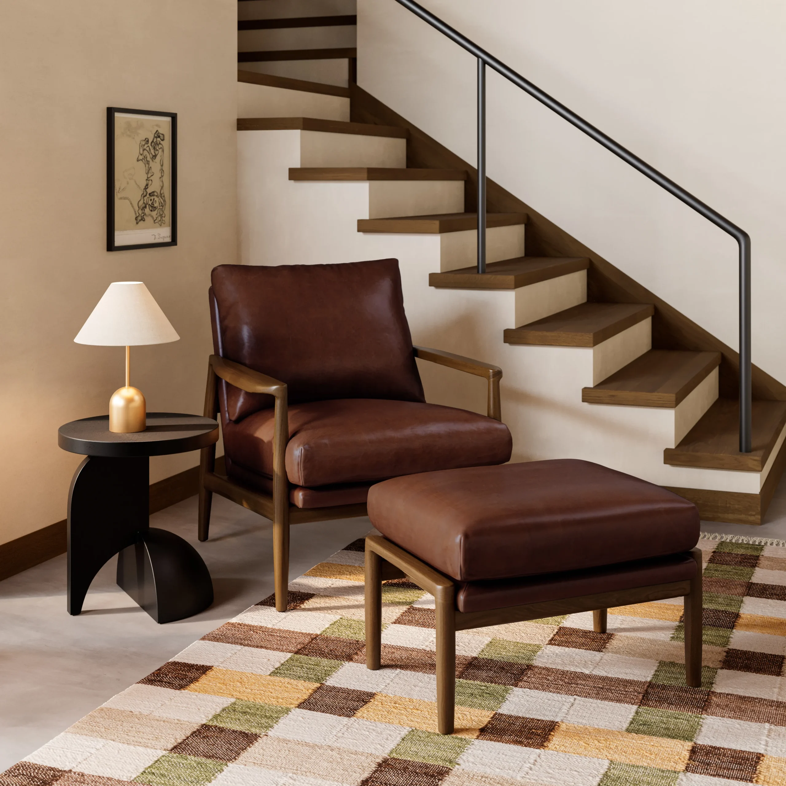 Bavel 28.5_ Leather Lounge Chair - Indiana Brown - Image 10