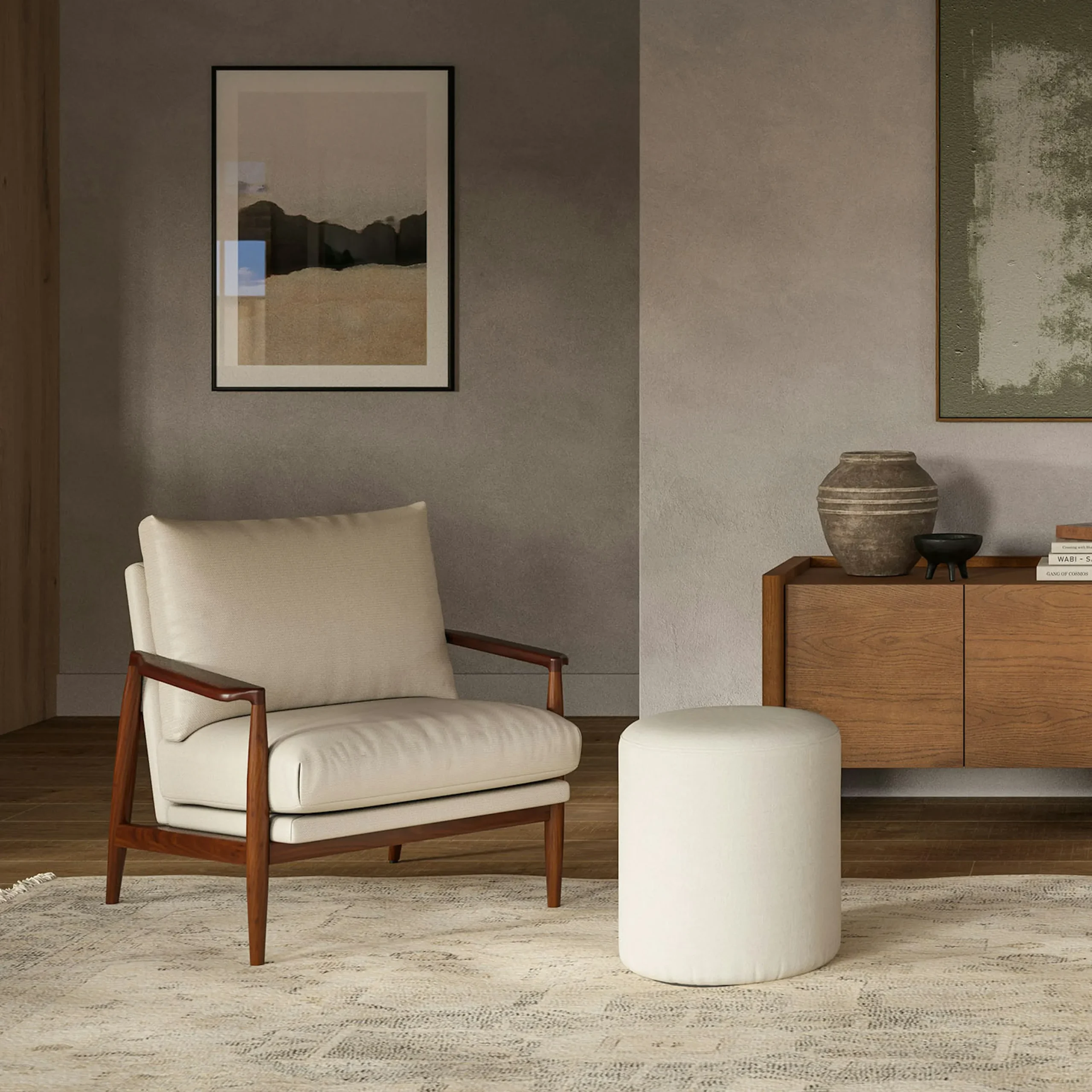 Bavel 28.5_ Lounge Chair - Walnut and Field Ivory - Image 11