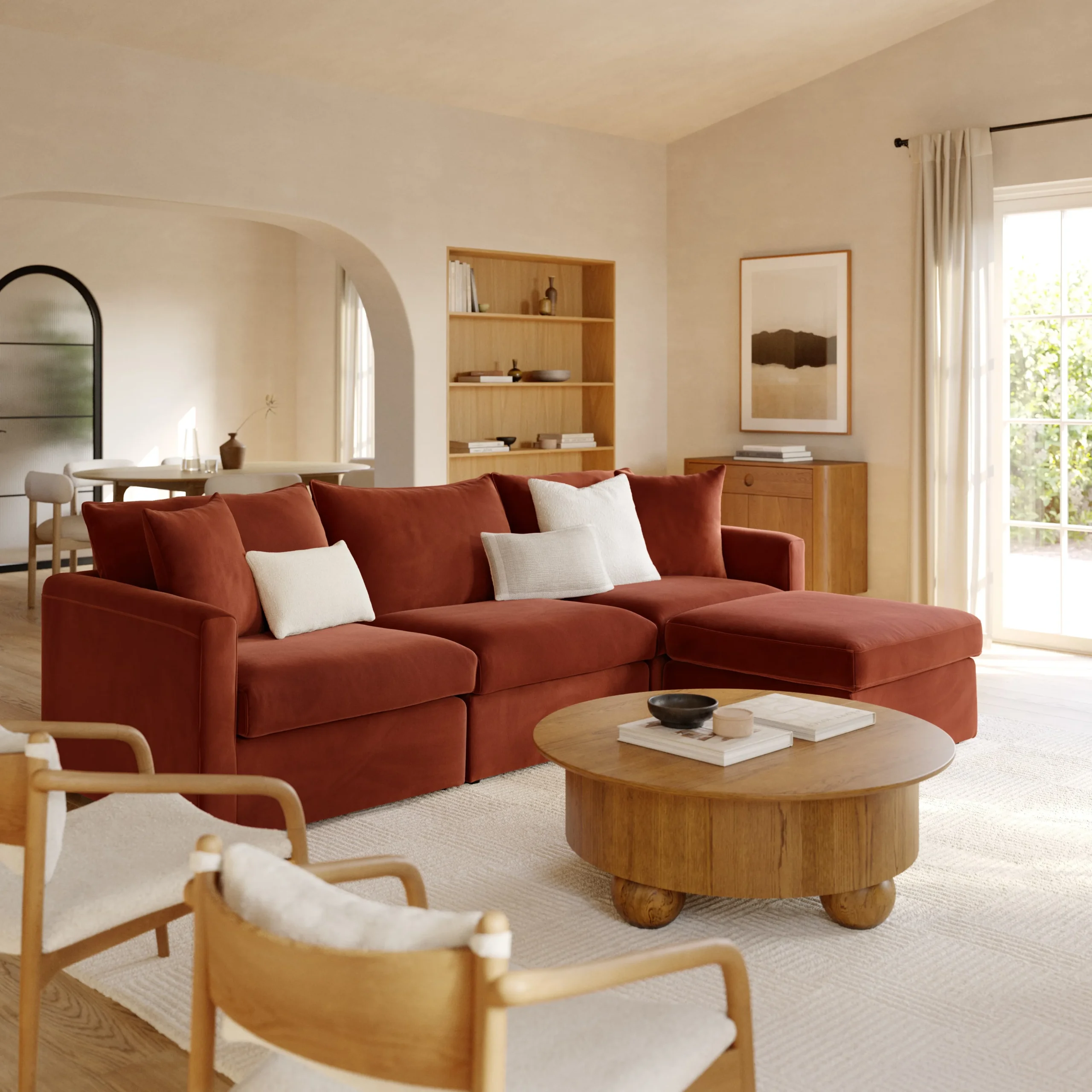 Lenae 104.5_ Velvet Reversible Modular Sectional - Hale Rust - Image 2