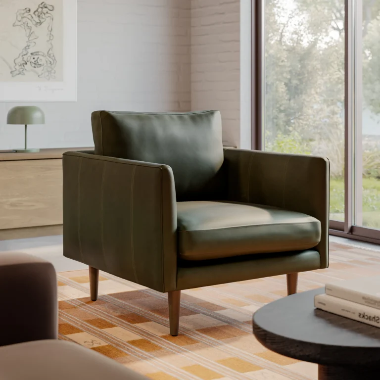 Burrard 32_ Leather Lounge Chair - Charme Green