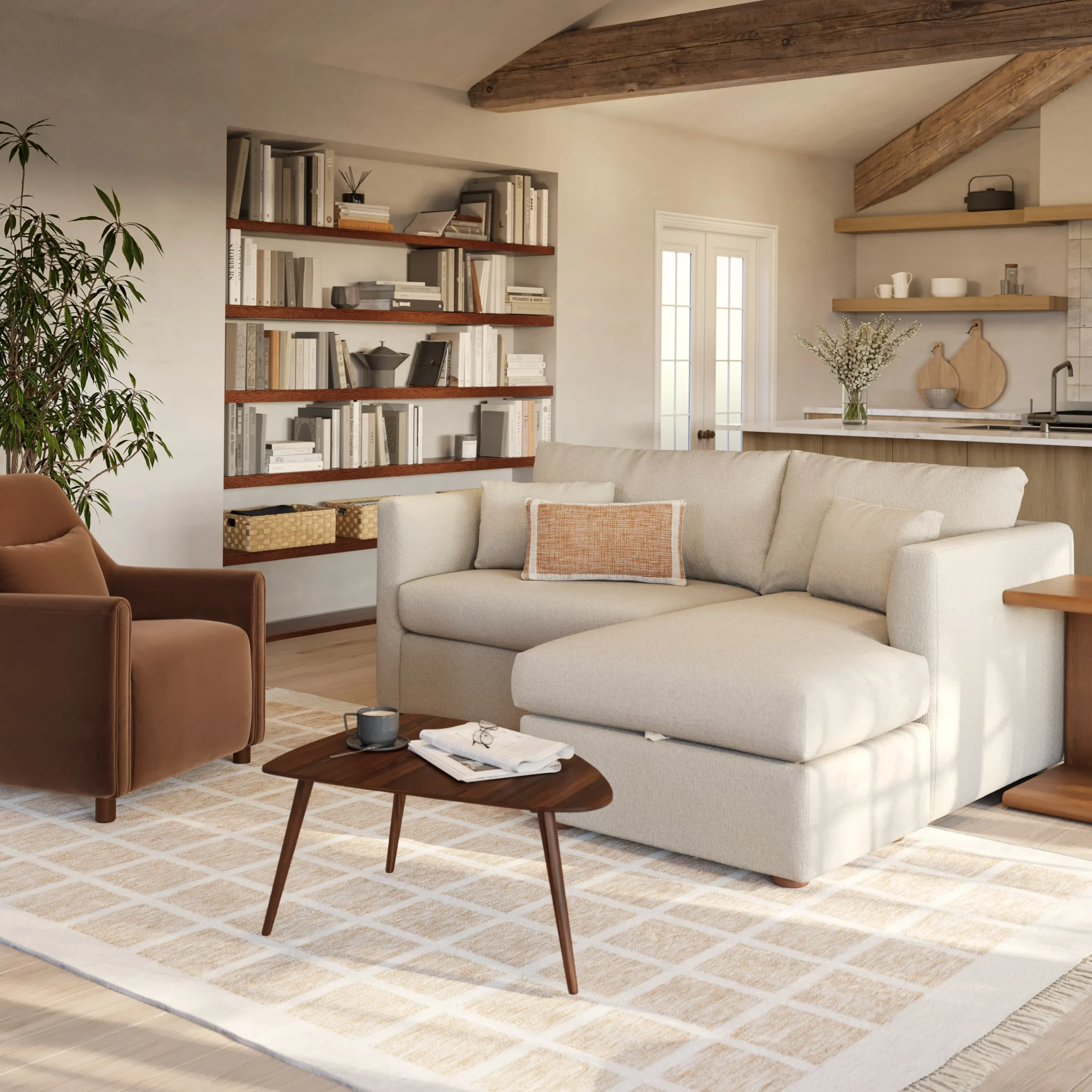 Marina 80_ Reversible Storage Sectional - Clover Ivory - Image 2