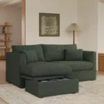 Marina 80_ Reversible Storage Sectional - Green Wool Bouclé