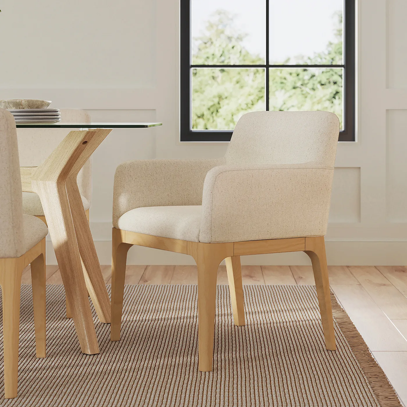 Rosin Dining Armchair - Natural Oak and Sand Ivory - Image 2