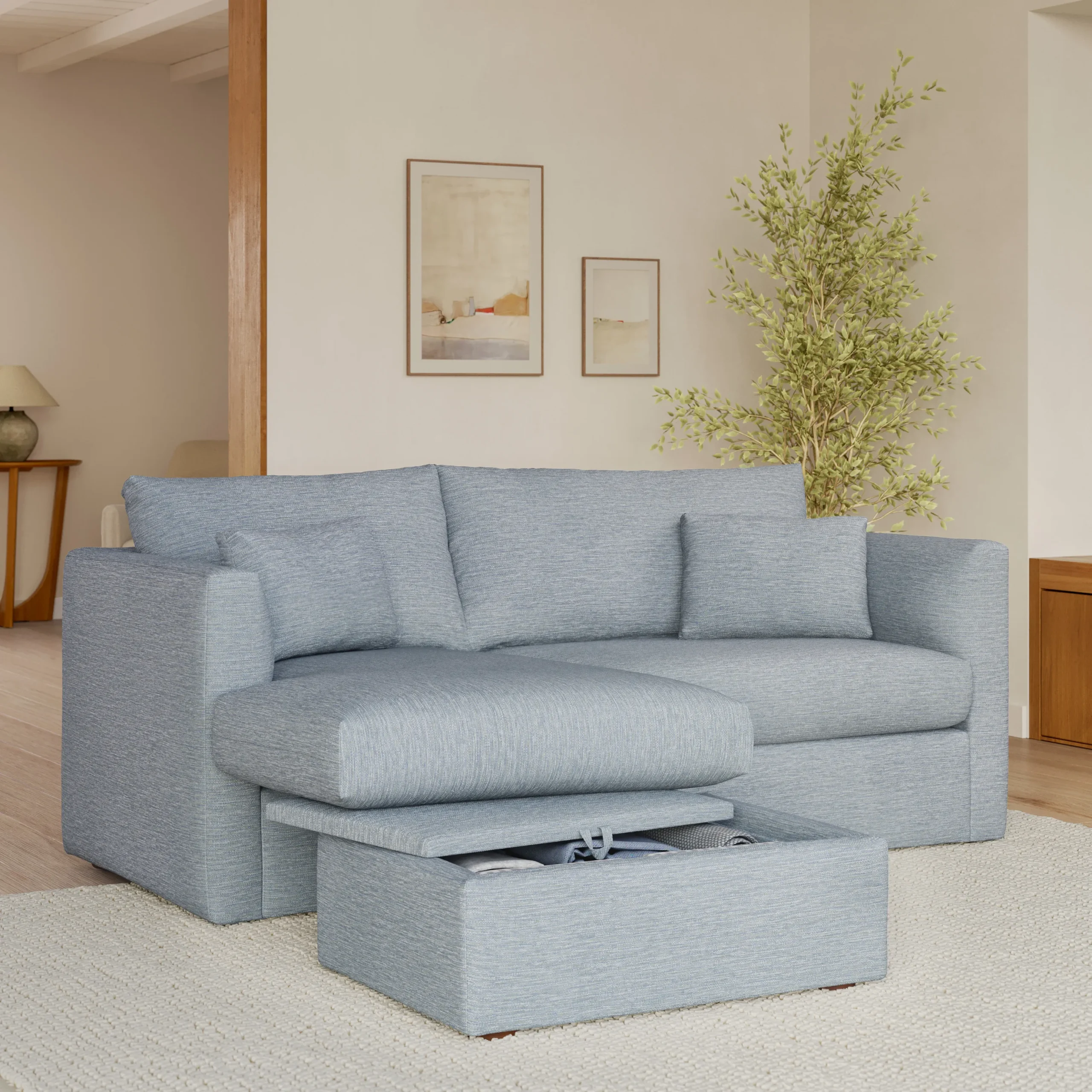 Marina 80_ Reversible Storage Sectional - Silver Light Blue - Image 2