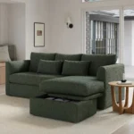 Marina 90_ Reversible Storage Sectional - Green Wool Bouclé
