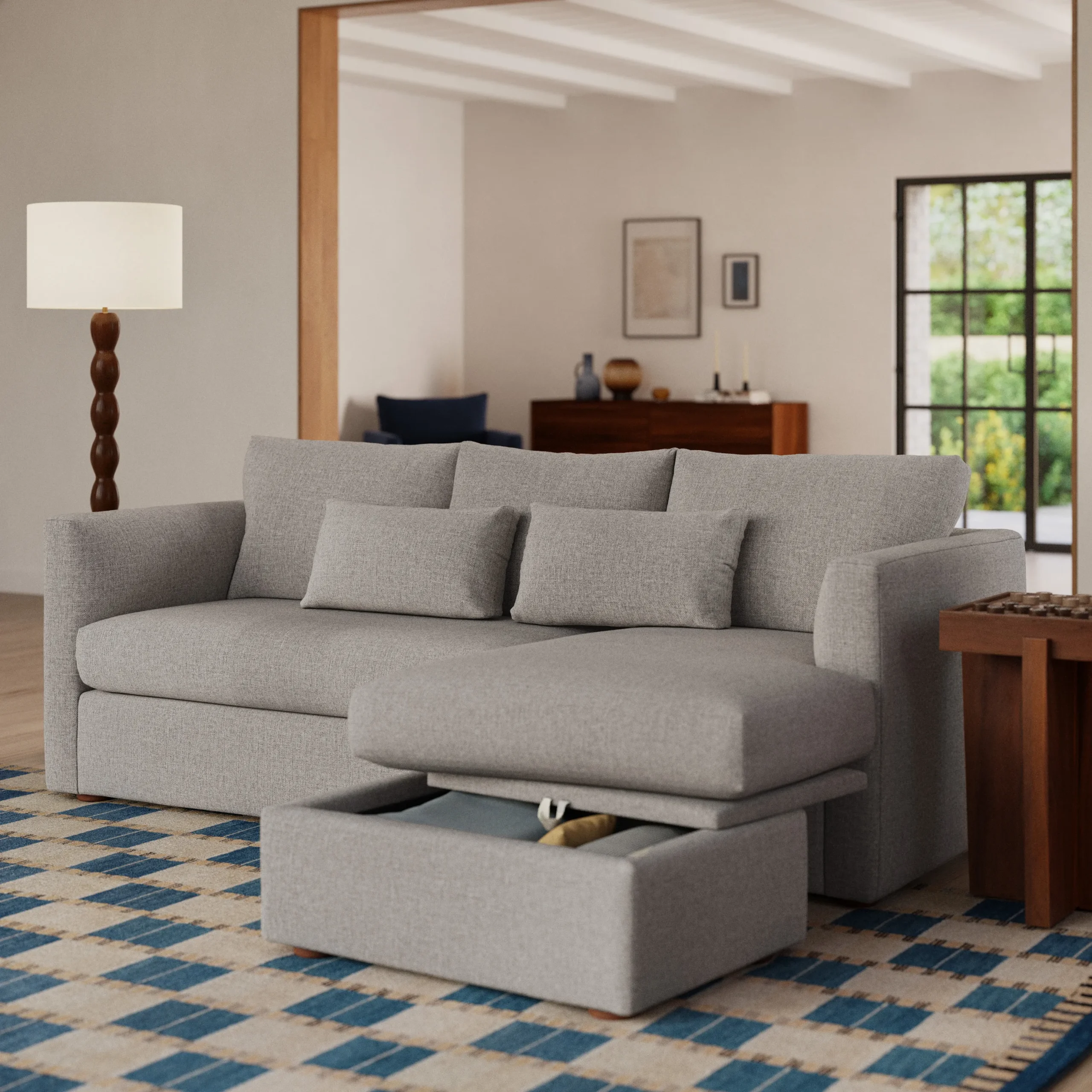 Marina 90_ Reversible Storage Sectional - Hestia Gray - Image 2