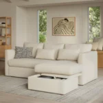 Marina 90_ Reversible Storage Sectional - Ivory Wool Bouclé