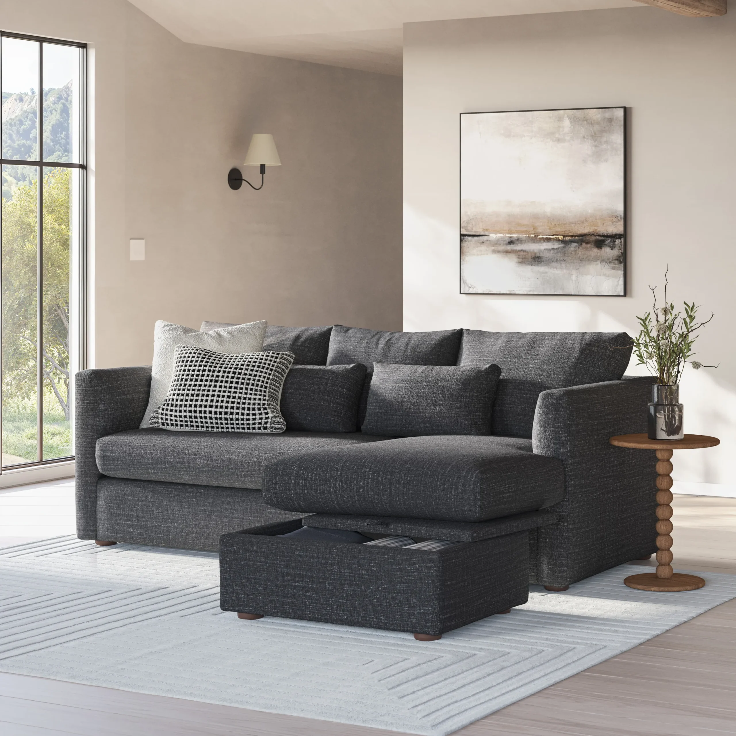 Marina 90_ Reversible Storage Sectional - Napa Charcoal - Image 2
