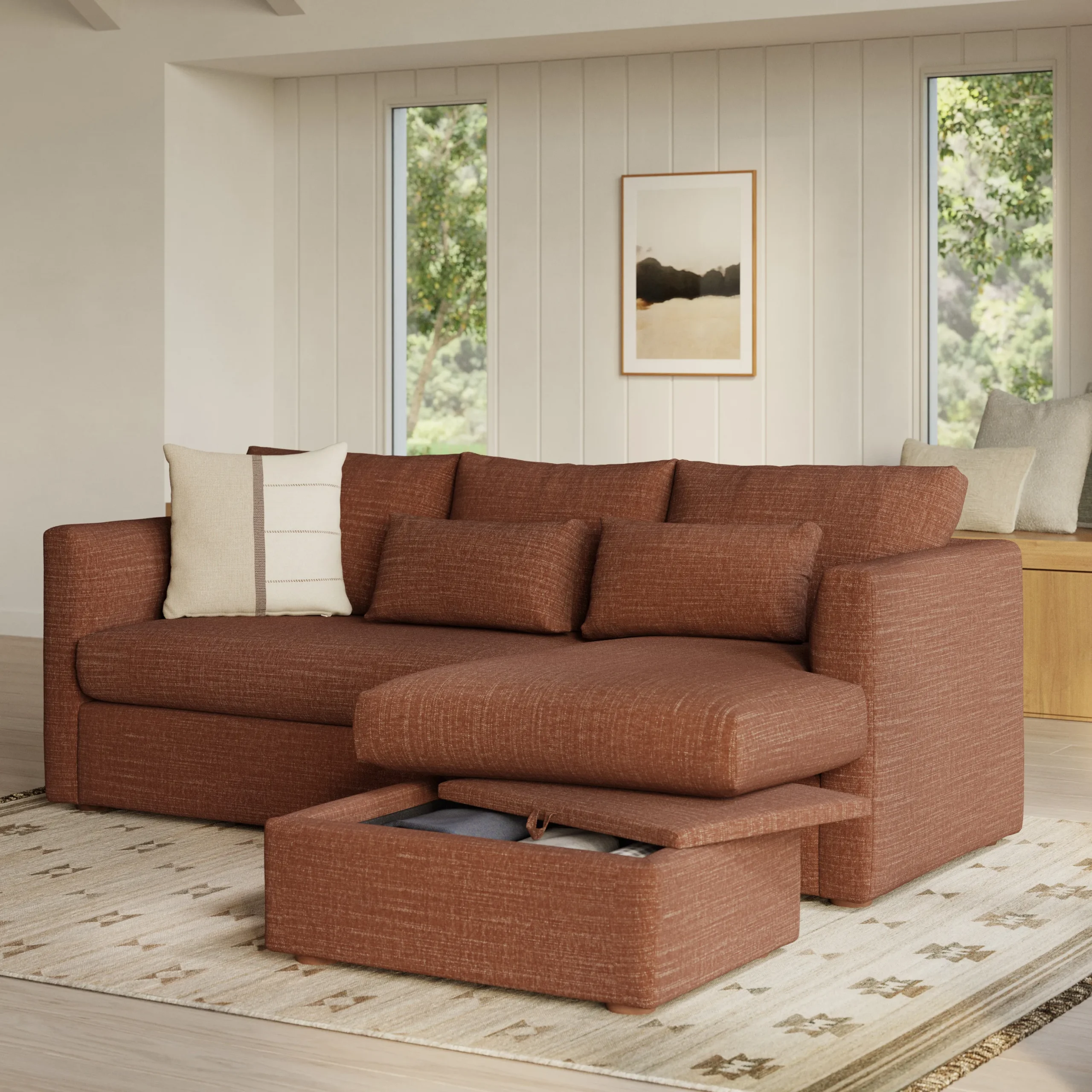 Marina 90_ Reversible Storage Sectional - Napa Rust - Image 2