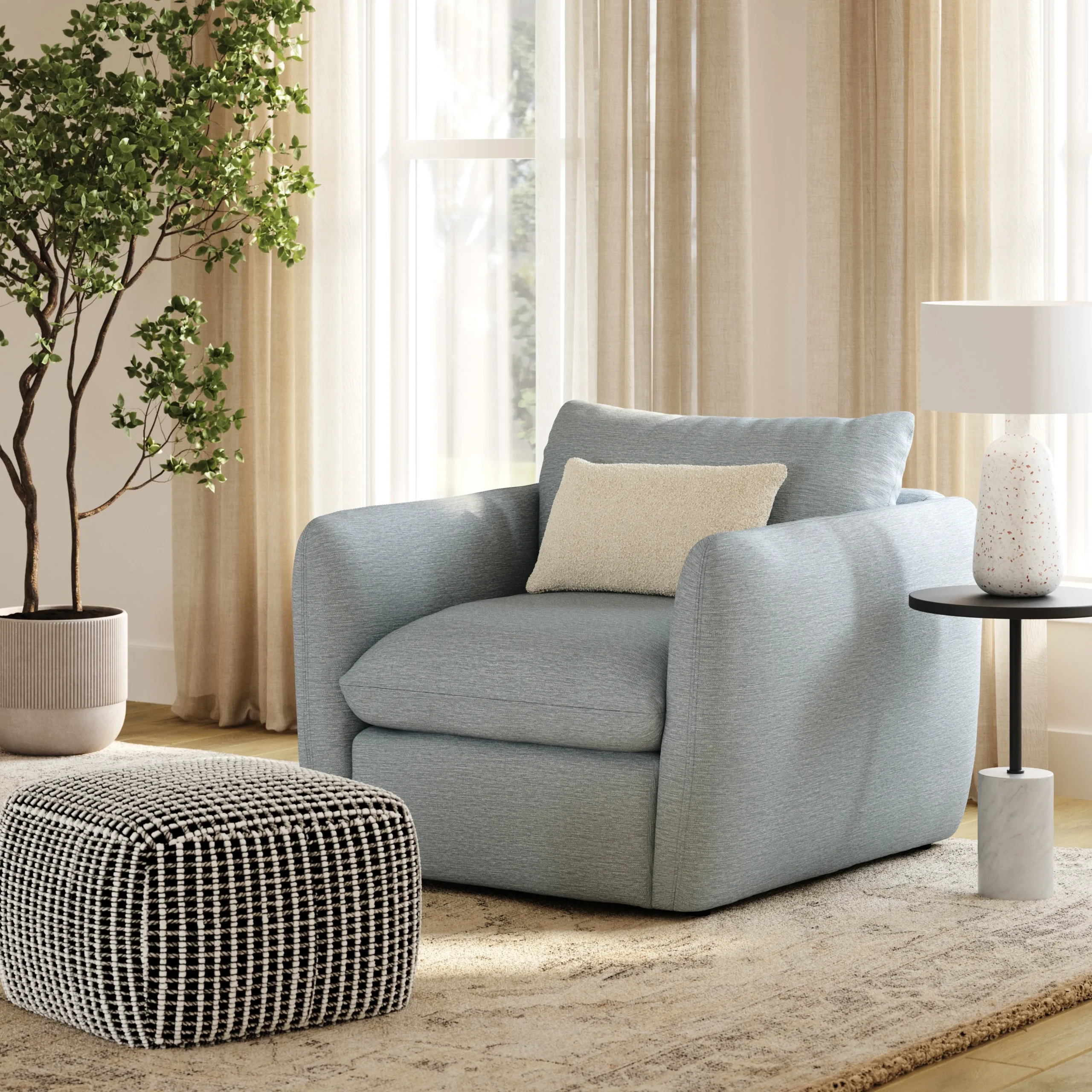 Leigh 42_ Lounge Chair - Silver Light Blue - Image 12