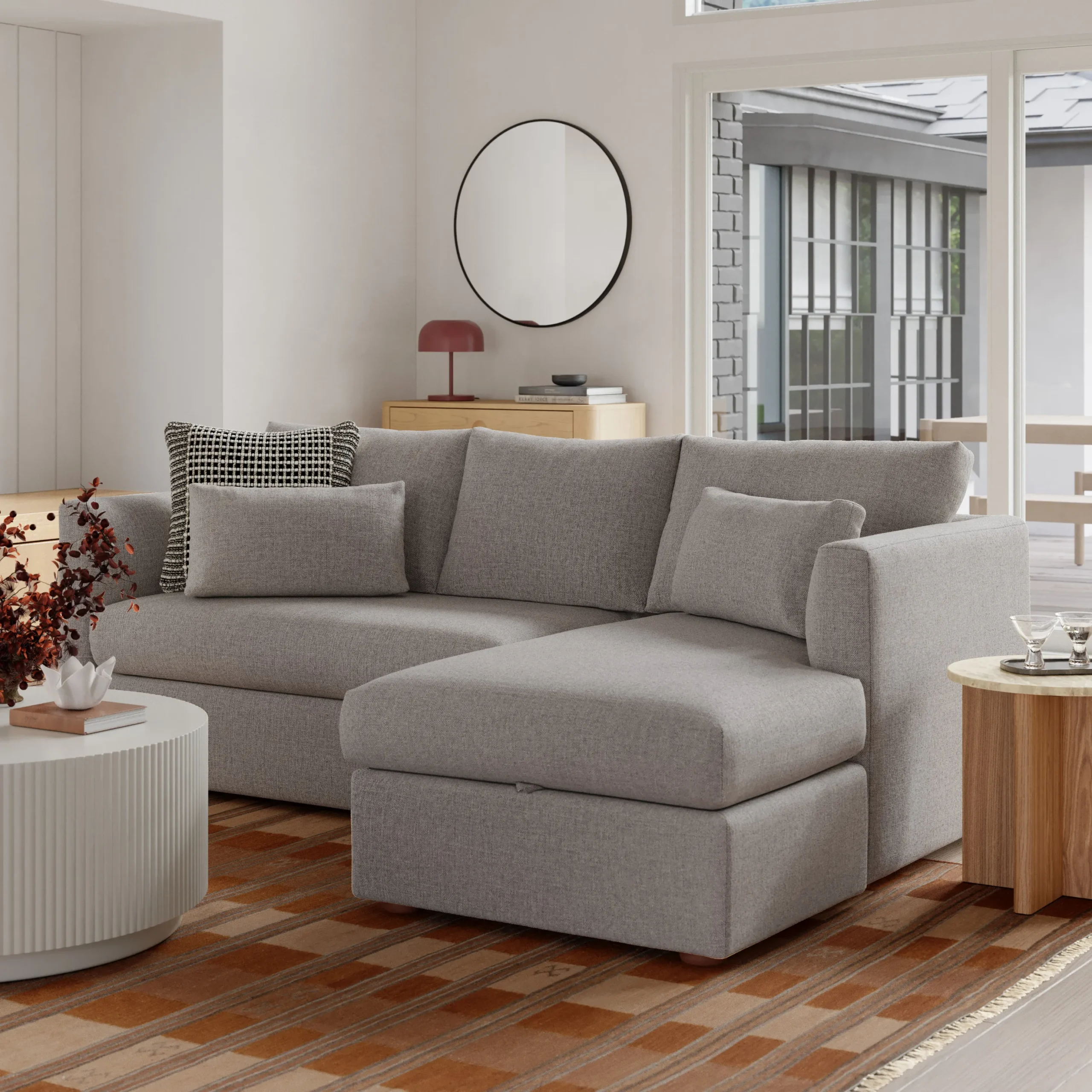 Marina 90_ Reversible Storage Sleeper Sectional- Hestia Gray - Image 2