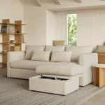 Marina 90_ Reversible Storage Sleeper Sectional - Ivory Wool Bouclé