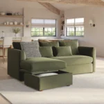 Marina 90_ Velvet Reversible Storage Sectional - Hale Fir Green