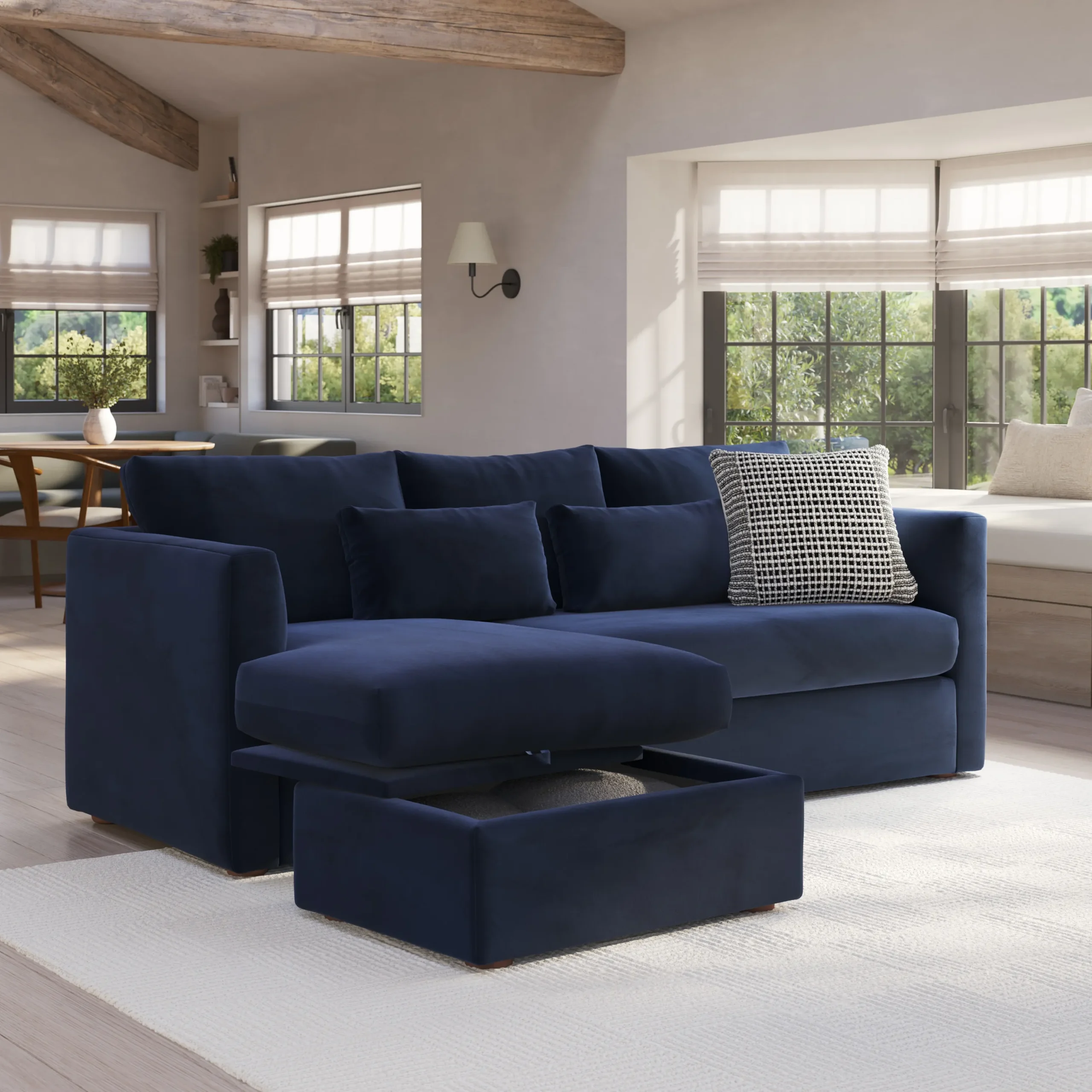 Marina 90_ Velvet Reversible Storage Sectional - Hale Ink - Image 2