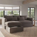 Marina 90_ Velvet Reversible Storage Sleeper Sectional - Hale Warm Gray