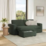 Riley 84_ Reversible Storage Sectional - Green Wool Bouclé