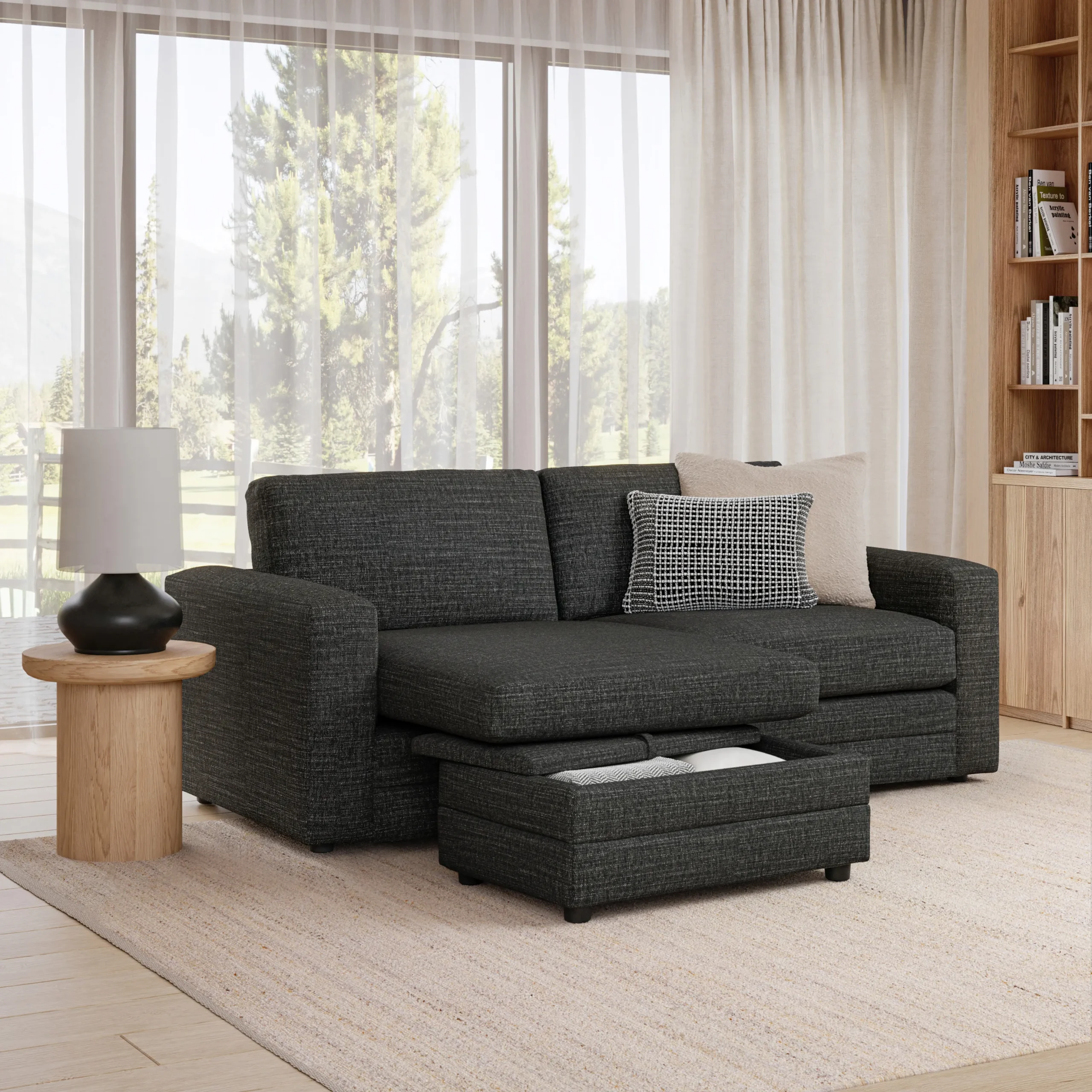 Riley 84_ Reversible Storage Sectional - Napa Charcoal - Image 2