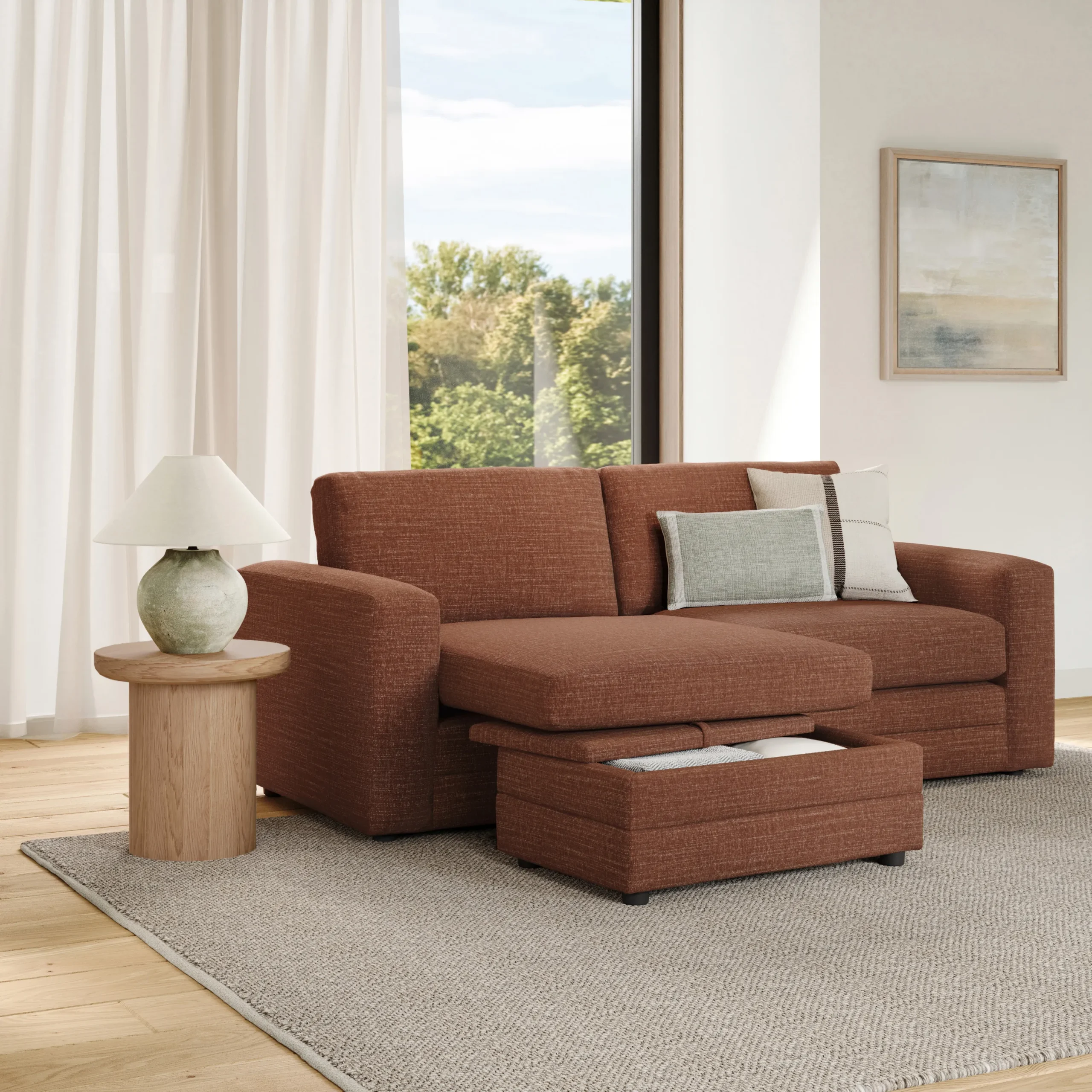 Riley 84_ Reversible Storage Sectional - Napa Rust - Image 2