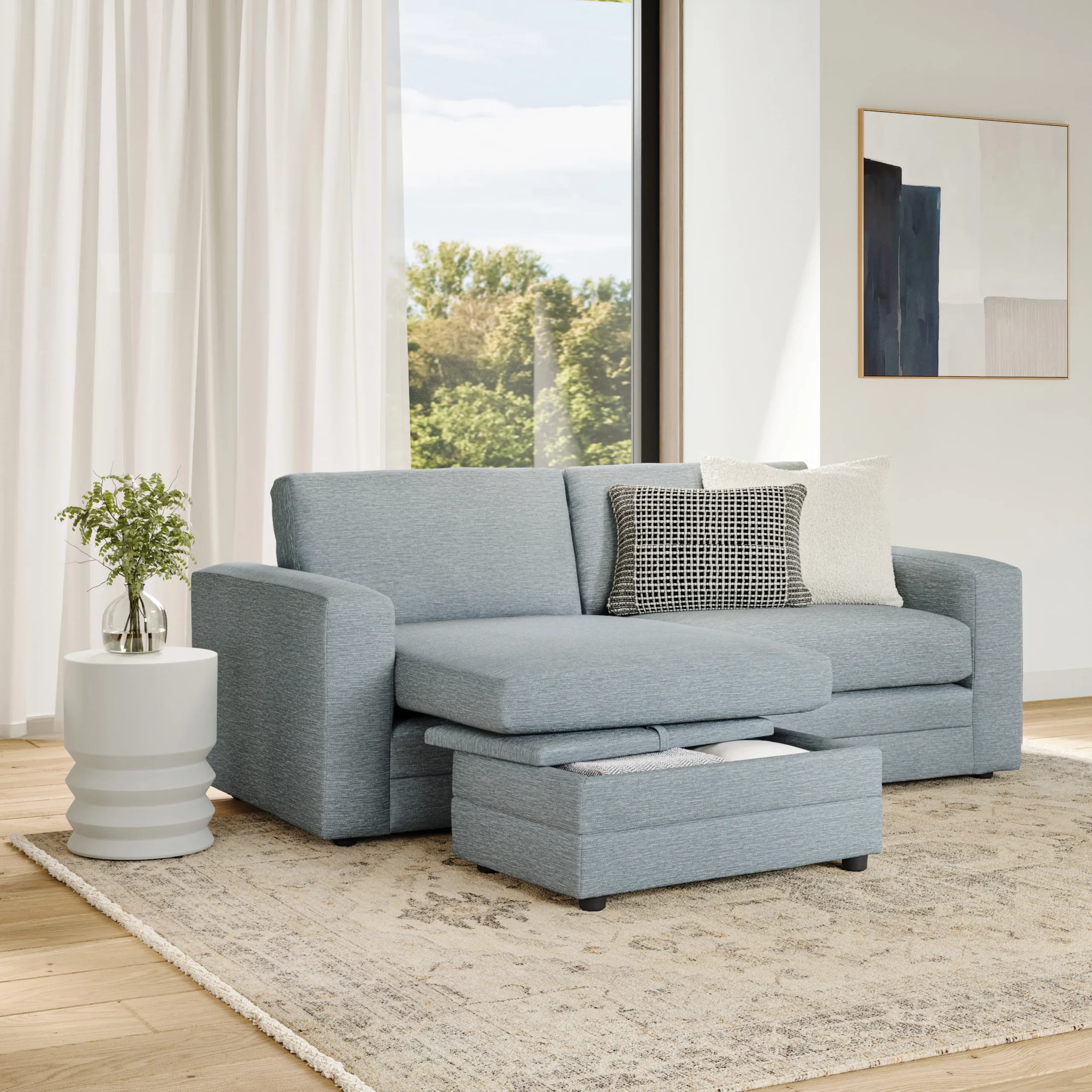 Riley 84_ Reversible Storage Sectional - Silver Light Blue - Image 2