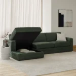 Riley 118_ Left Storage Sleeper Sectional - Green Wool Bouclé