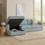 Riley 118_ Left Storage Sleeper Sectional - Silver Light Blue
