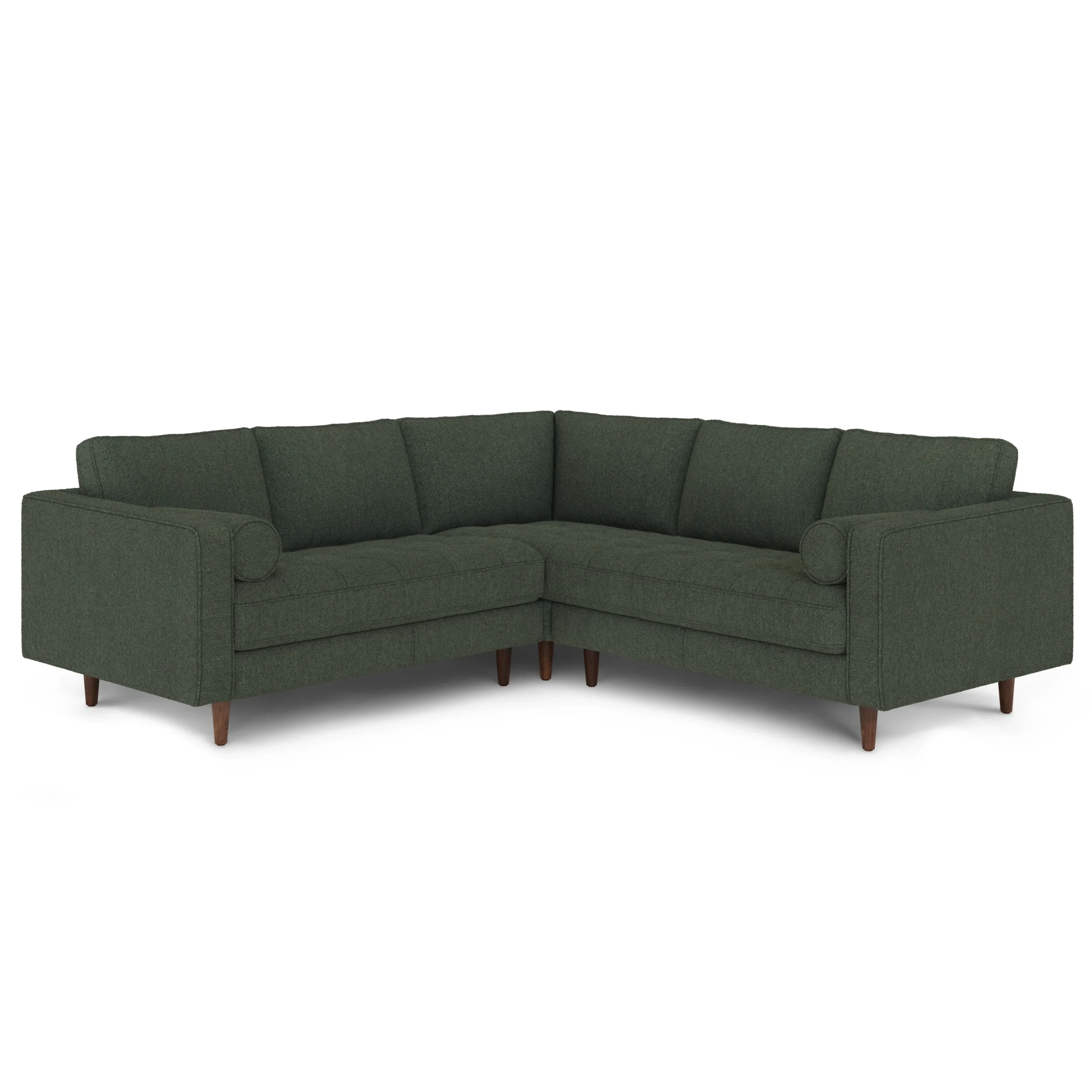 Sven 91_ Tufted Corner Sectional - Green Wool Bouclé - Image 2