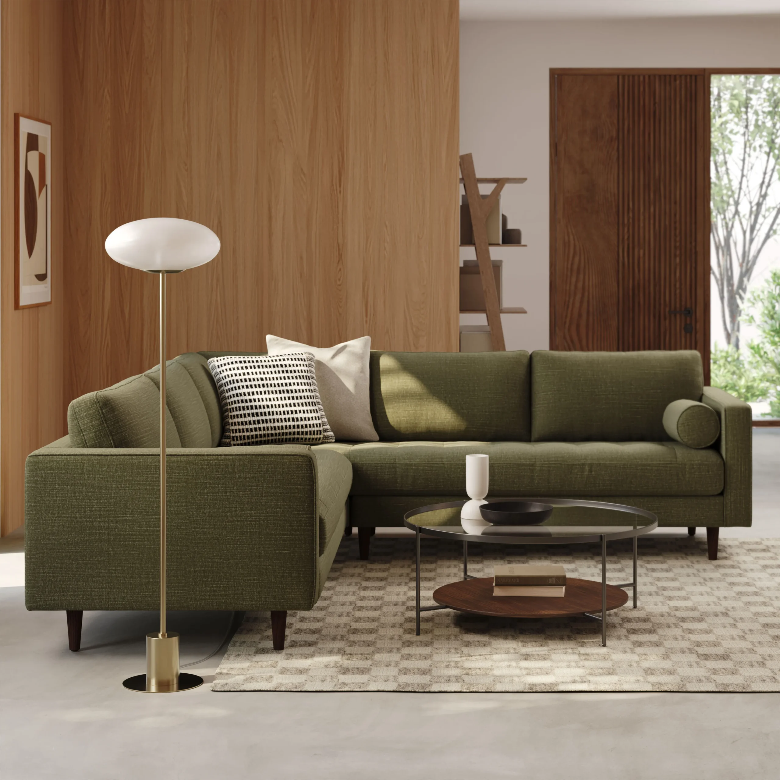 Sven 91_ Tufted Corner Sectional - Napa Moss - Image 2