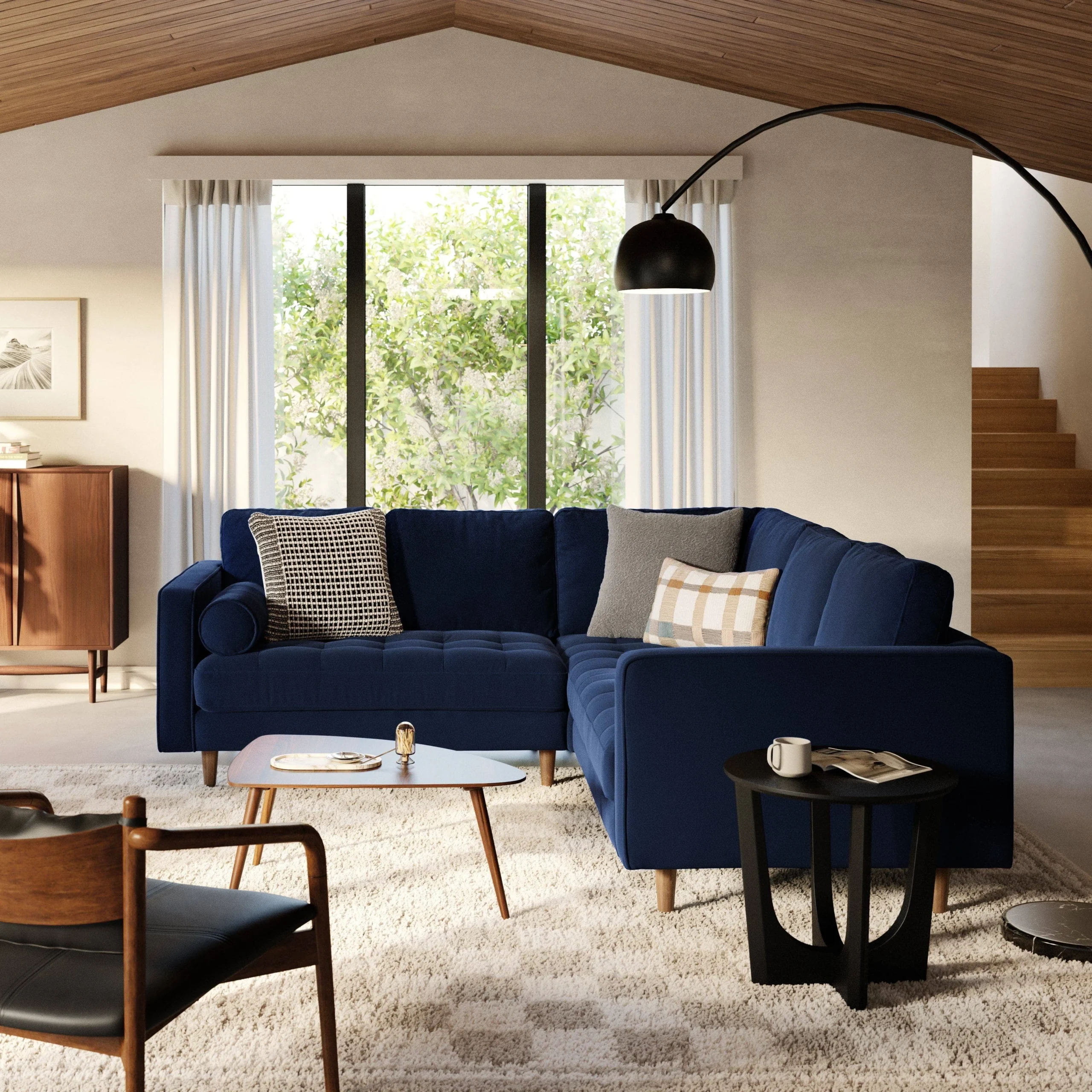 Sven 91_ Tufted Velvet Corner Sectional - Plush Cascadia Blue - Image 2