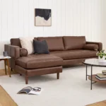 Sven 100_ Tufted Leather Left Sectional - Charme Chocolat