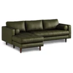 Sven 100_ Tufted Leather Left Sectional - Charme Green
