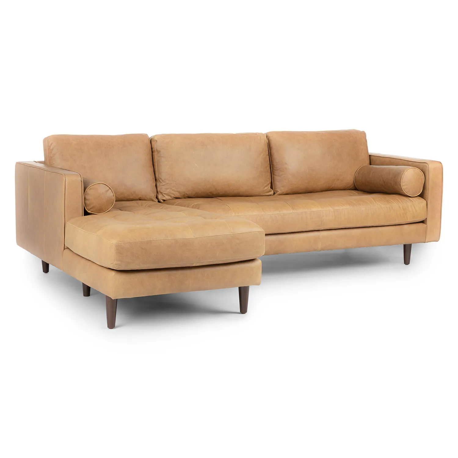 Sven 100_ Tufted Leather Left Sectional - Charme Tan - Image 2