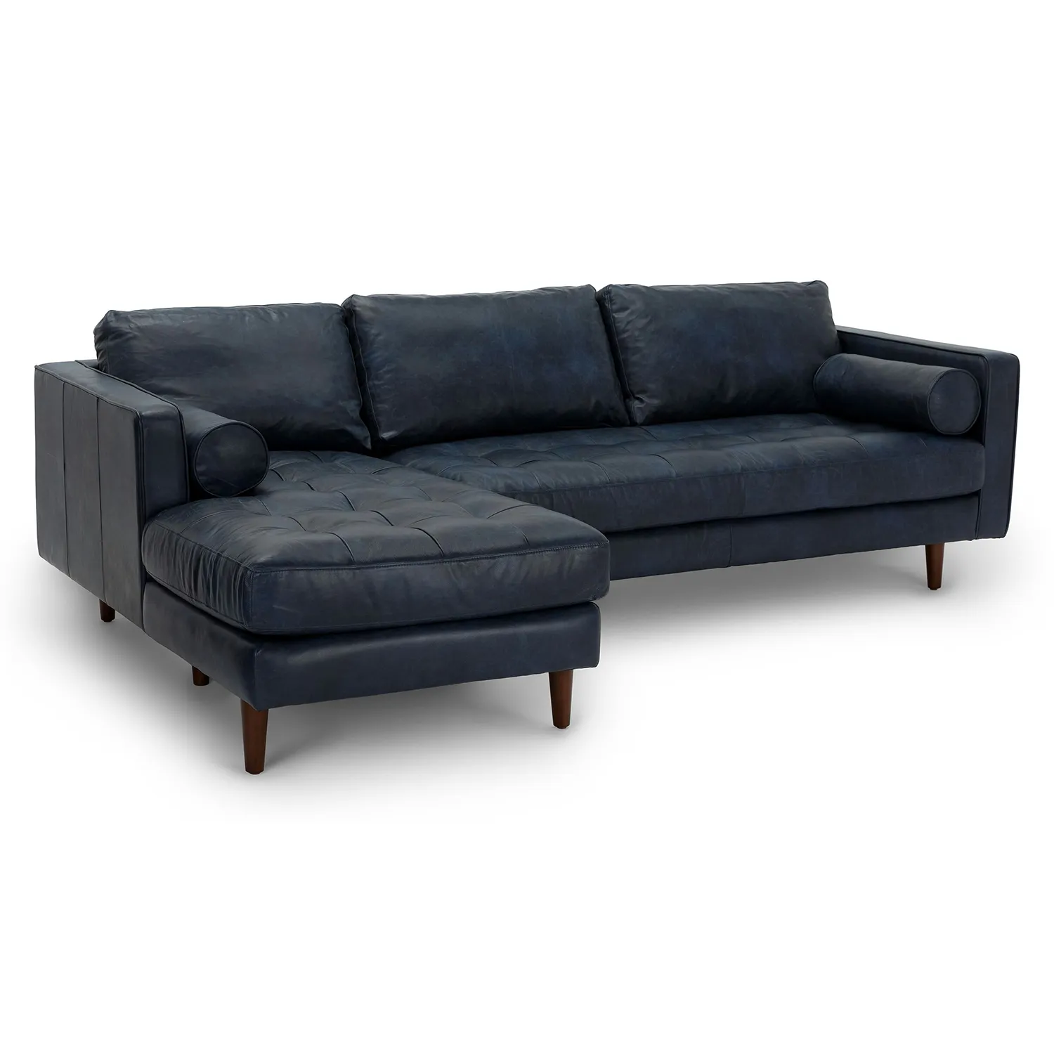 Sven 100_ Tufted Leather Left Sectional - Oxford Blue - Image 2