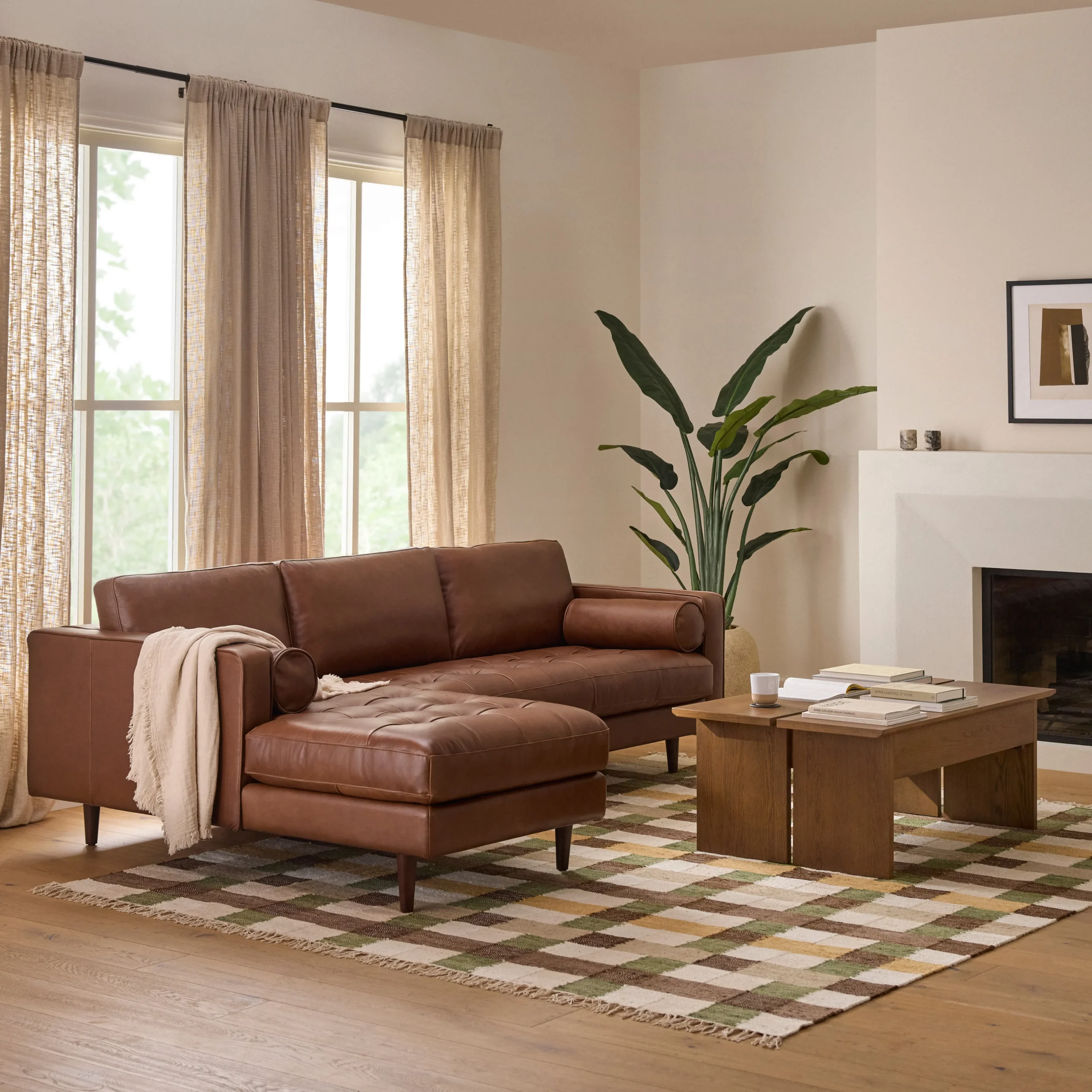Sven 100_ Tufted Leather Left Sectional - Taos Brown - Image 2