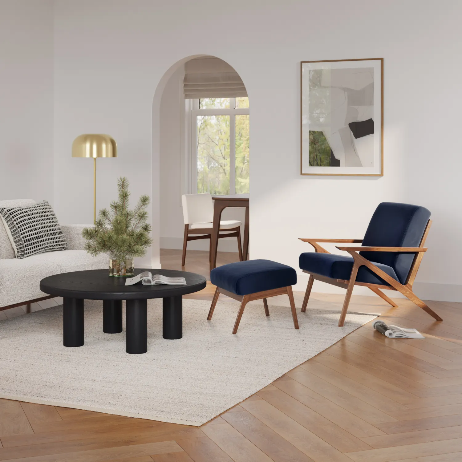Otio 26_ Velvet Lounge Chair - Walnut and Hale Ink - Image 13
