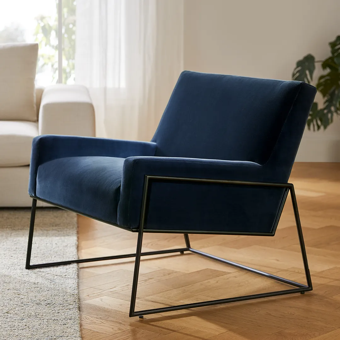 Regis 33_ Velvet Lounge Chair - Cascadia Blue - Image 12