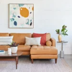 Sven 100_ Tufted Leather Right Sectional - Charme Tan