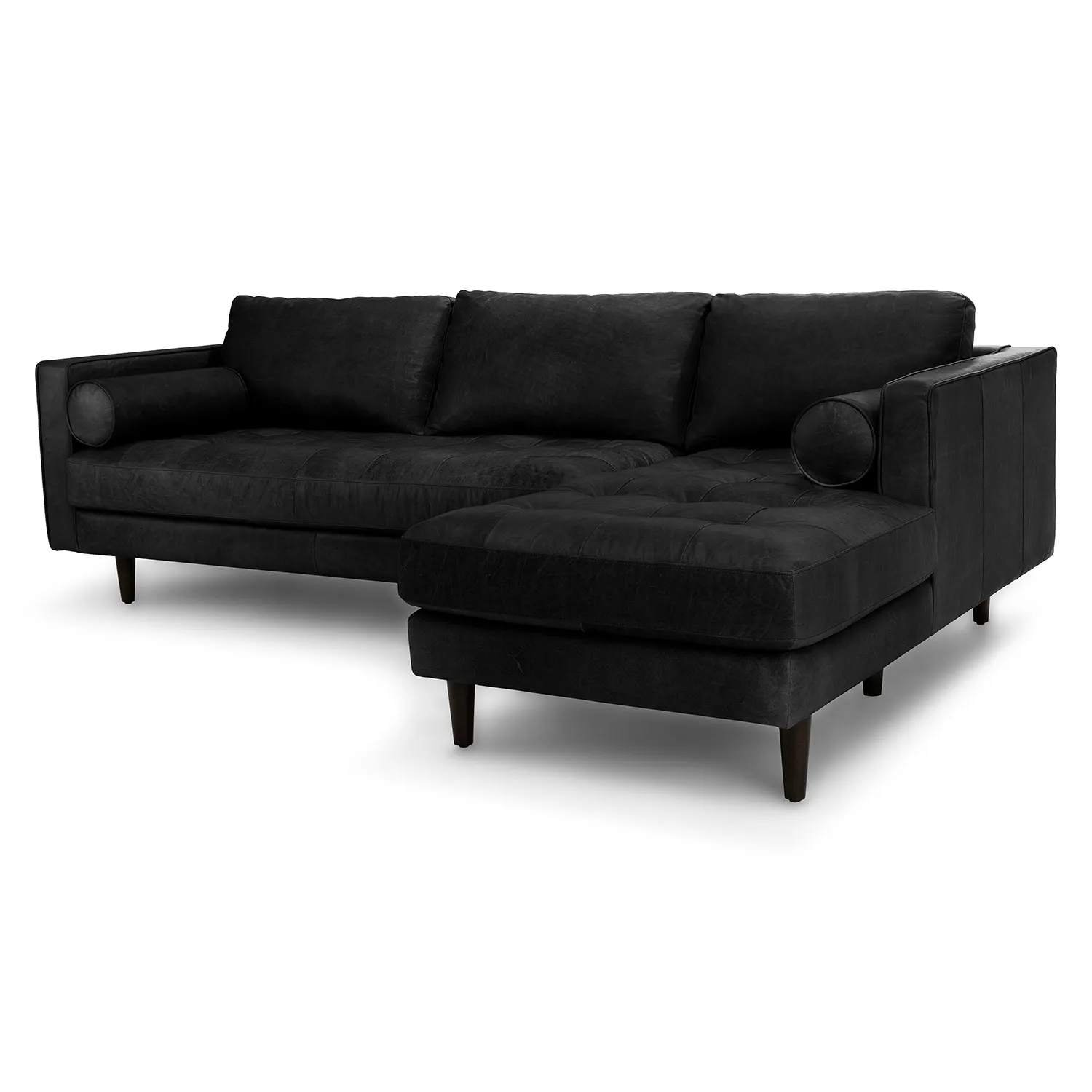 Sven 100_ Tufted Leather Right Sectional - Oxford Black - Image 2