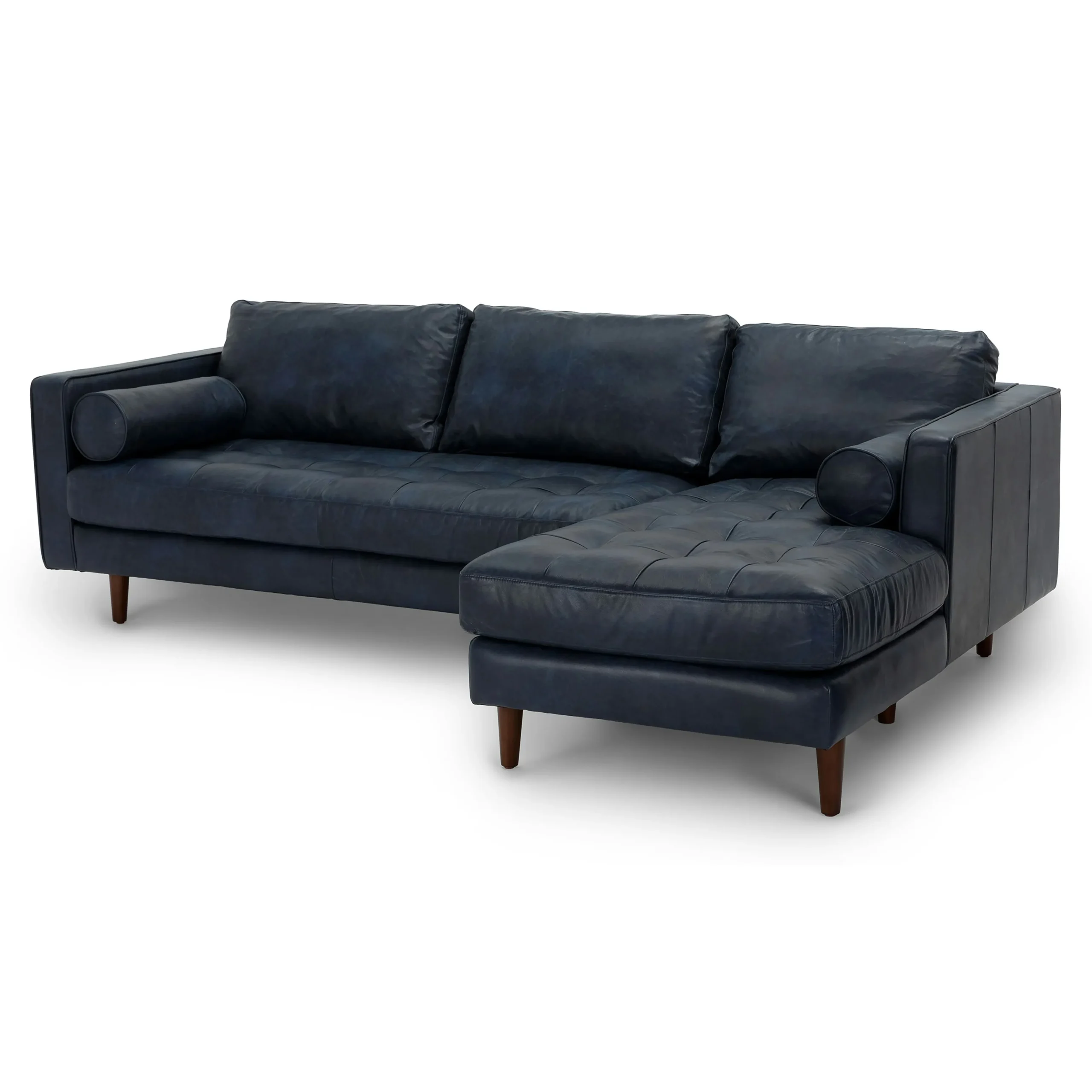 Sven 100_ Tufted Leather Right Sectional - Oxford Blue - Image 2