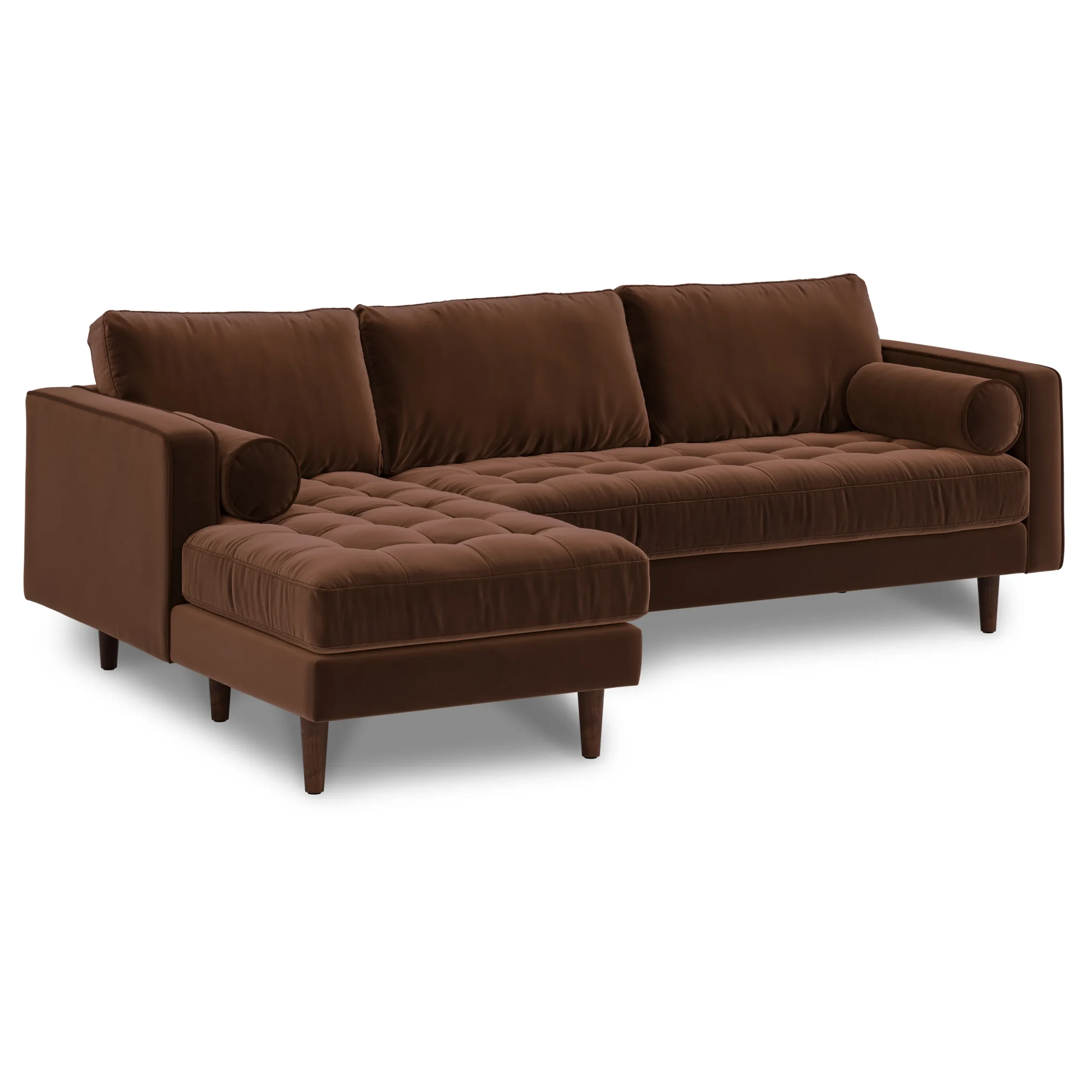 Sven 100_ Tufted Velvet Left Sectional - Plush Pacific Brown - Image 2