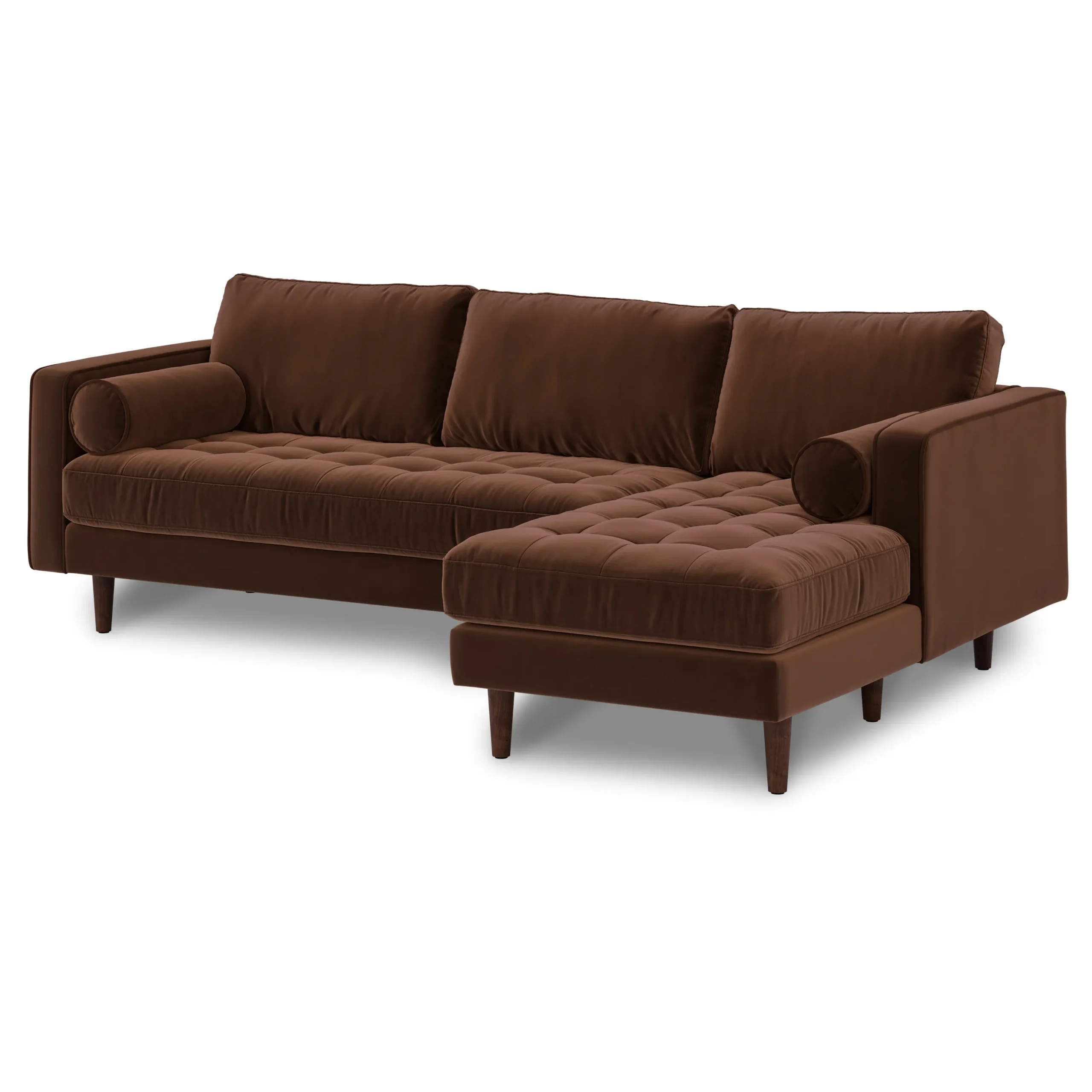 Sven 100_ Tufted Velvet Right Sectional - Plush Pacific Brown - Image 2