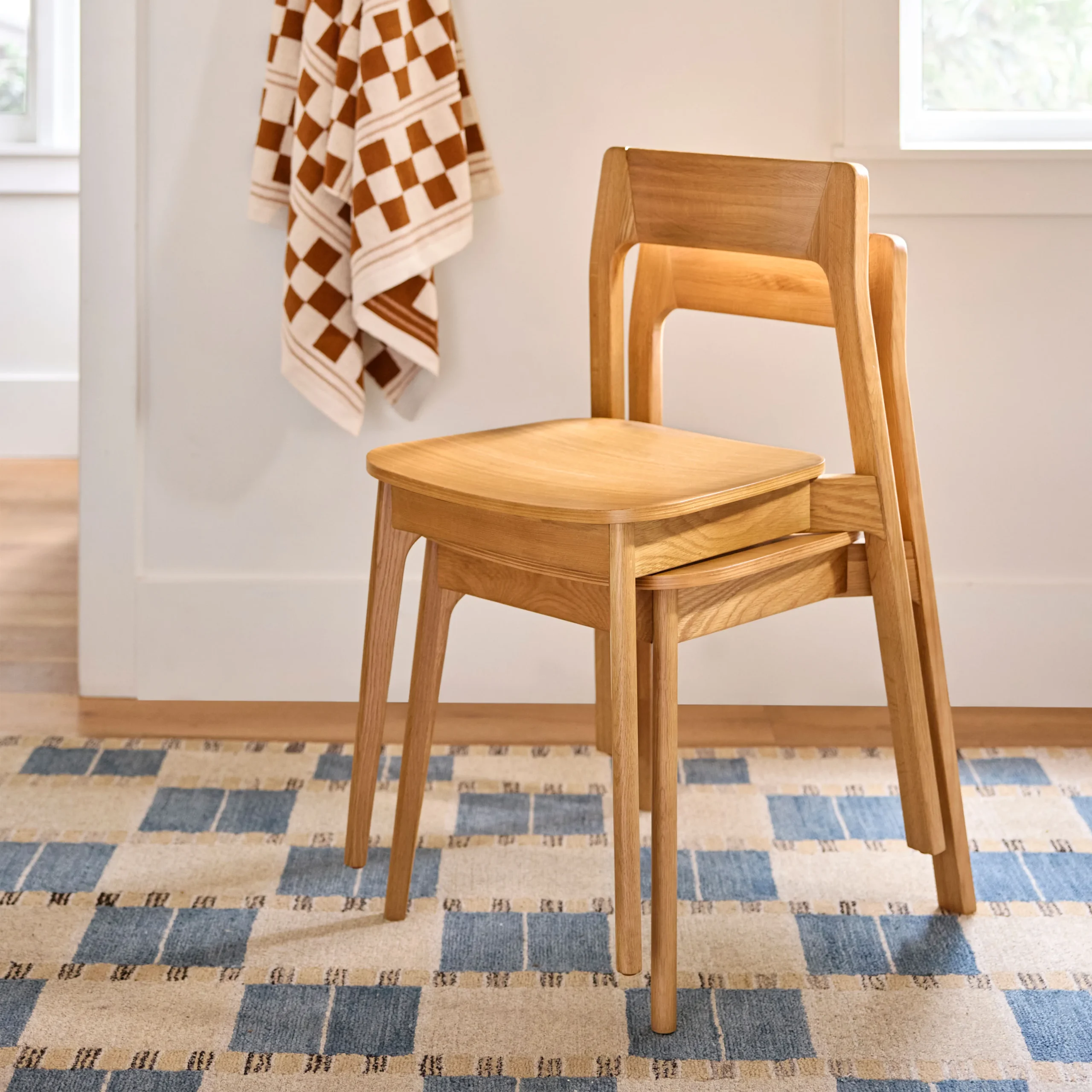 Gusfa Stackable Dining Chair - Oak - Image 4