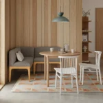 Right Corner Banquette - Natural Oak and Hestia Gray