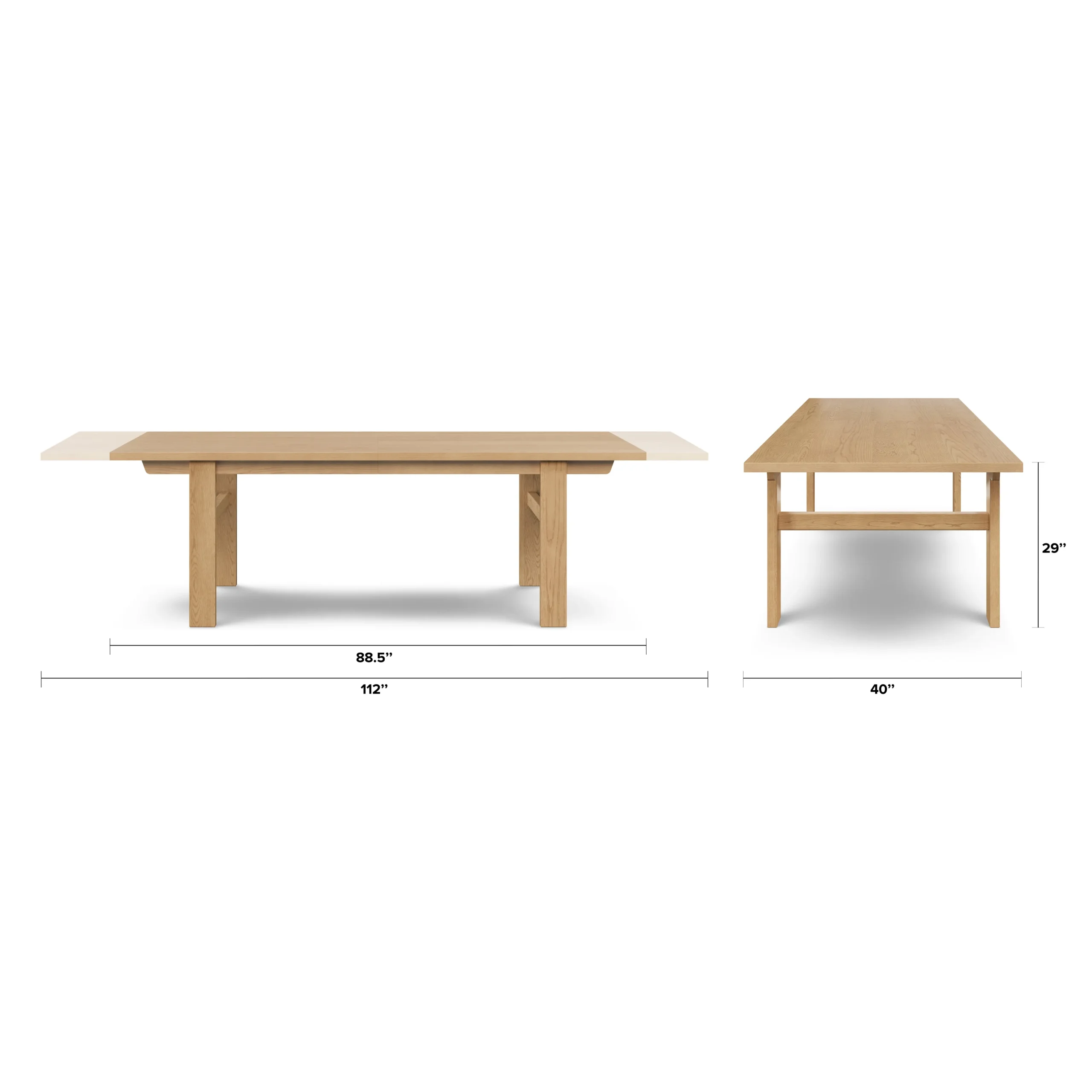 Gina 88.5_ - 112_ Extendable Dining Table - White Oak - Image 3