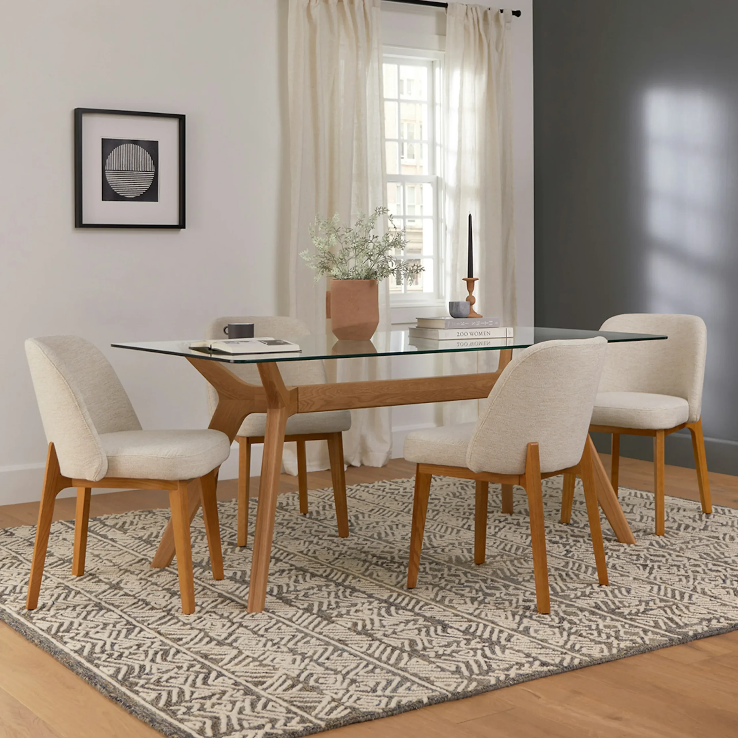 Emmer 71_ Glass Dining Table - Oak