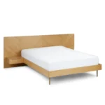 Nera Queen Low Profile Bed with Nightstands Set - Oak